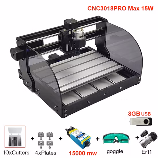 CNC 3018 PRO Max Фрезерный станок с ЧПУ, диодный лазер, гравировка, маркировка, резка, фрезерный станок по дереву